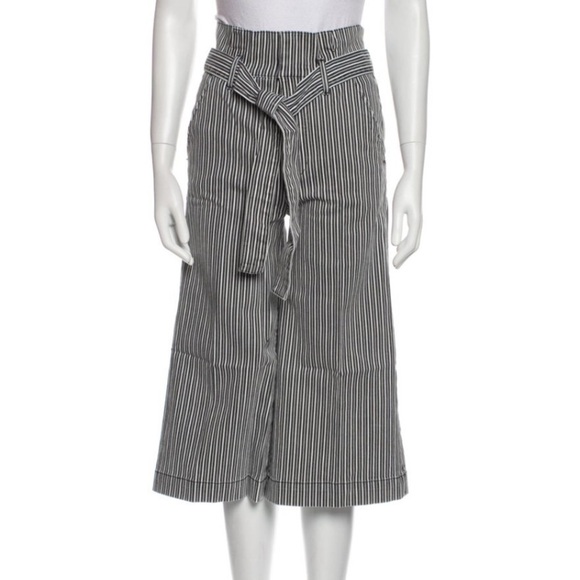 Frame | Stripped Belted Culottes New With Tags NWT Size 25 Wide Leg Style - Picture 2 of 12